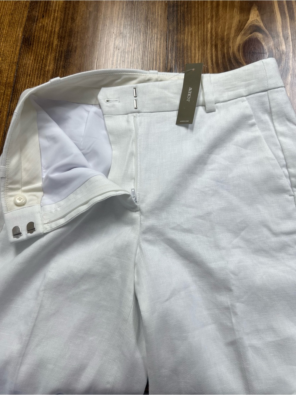 J. Crew Petite Carolina flare pant in stretch linen blend in White Size 2P NWT - Picture 9 of 11